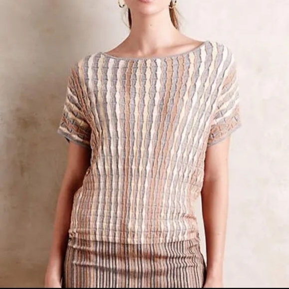 Moth by Anthropologie Nessa stripe smocked sweater - Picture 1 of 6